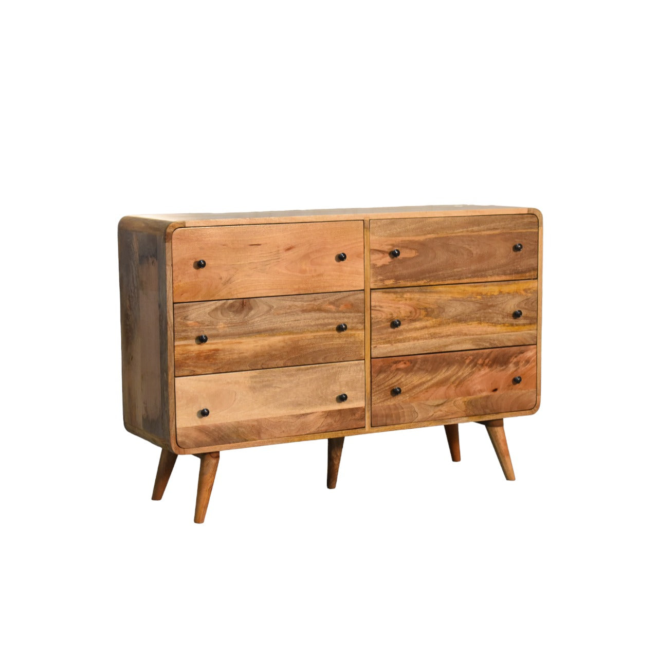 Large Curved Oak Chest of Drawers