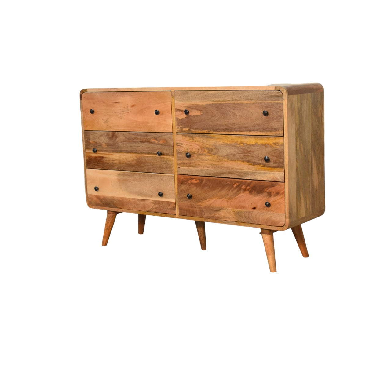 Large Curved Oak Chest of Drawers