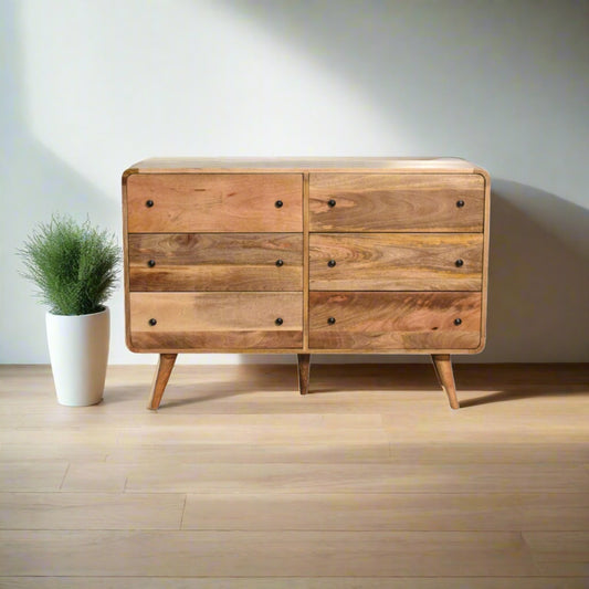 Large Curved Oak Chest of Drawers