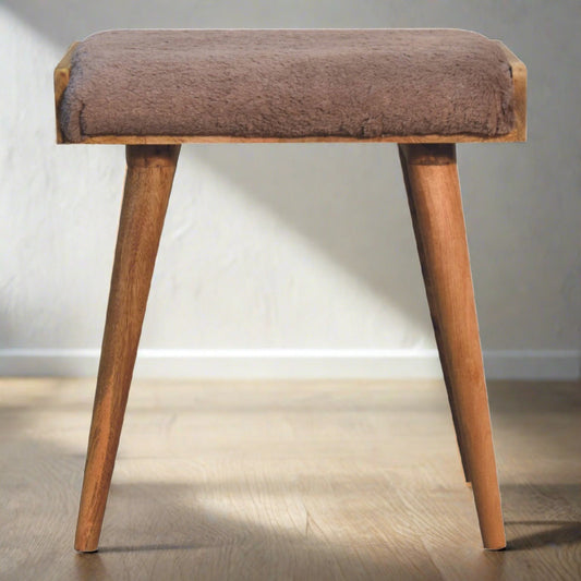 Mocha Faux Fur Style Footstool