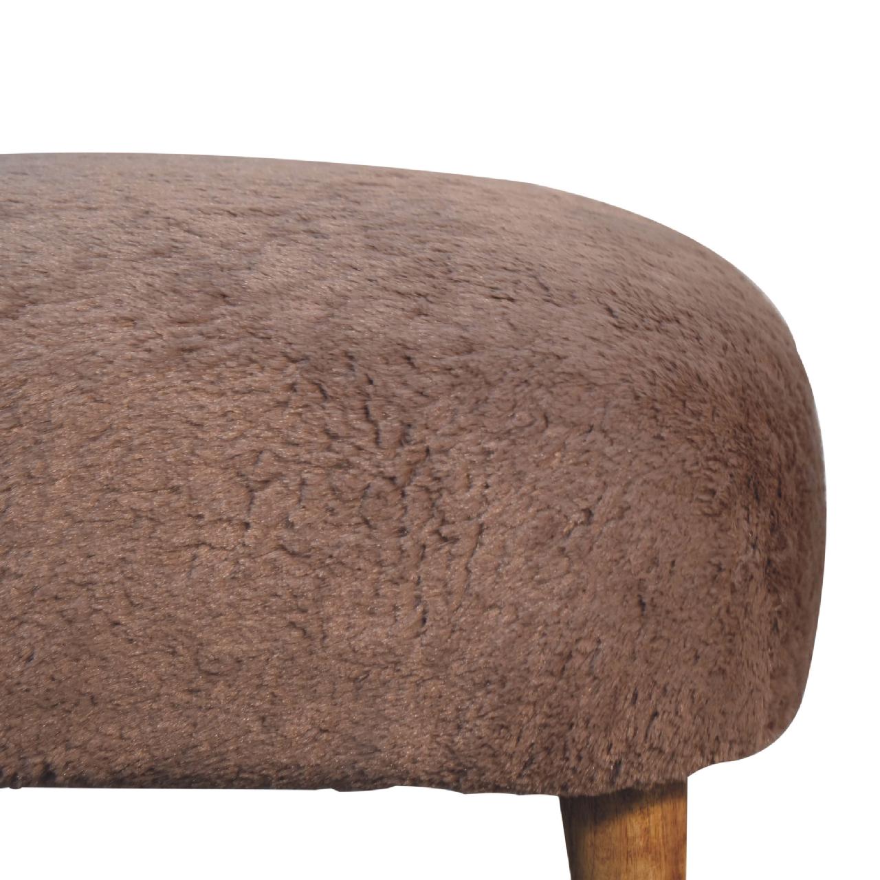 Mocha Faux Fur Square Stool