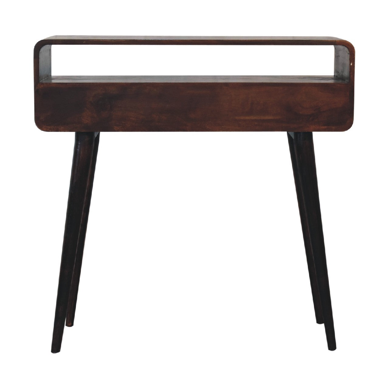 Curved Light Walnut Console Table with Drawers