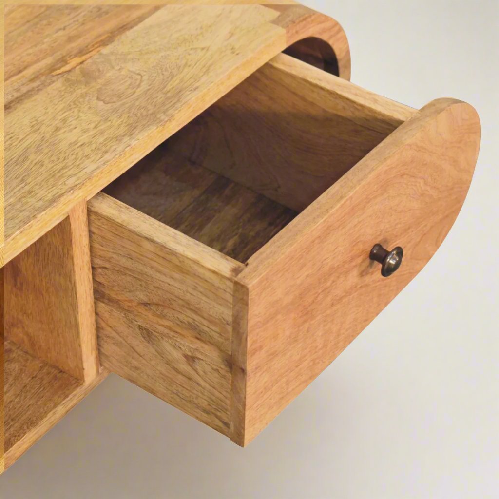 Oak Finish Circular TV Unit