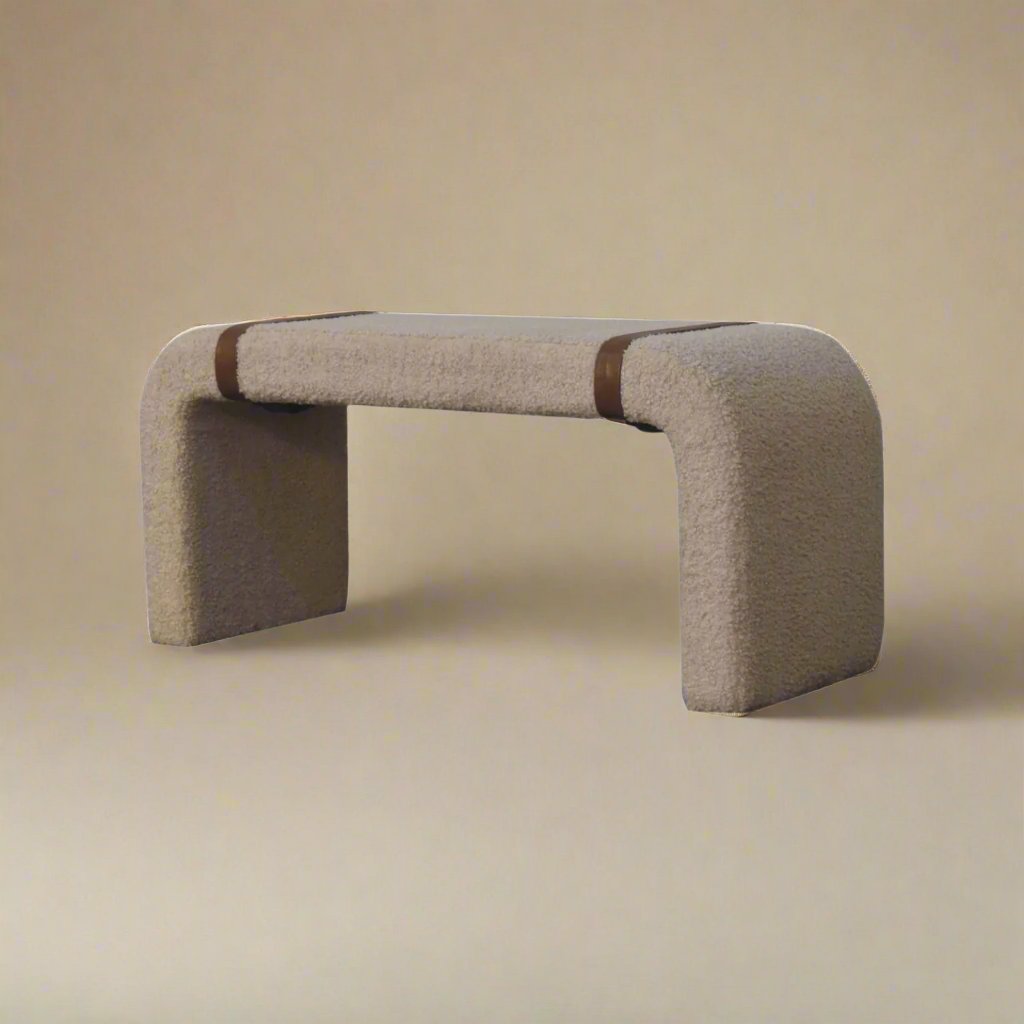 Handwoven Cotton Bench with Belted Strap Design | Contemporary UK Furniture