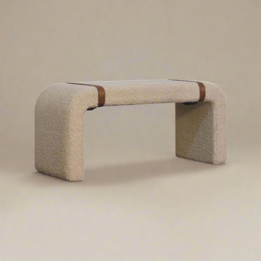 Handwoven Cotton Bench with Belted Strap Design | Contemporary UK Furniture