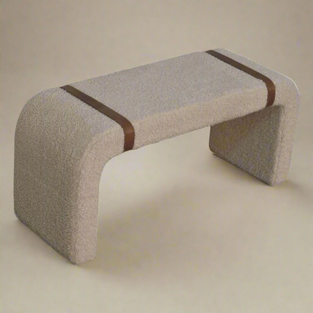 Handwoven Cotton Bench with Belted Strap Design | Contemporary UK Furniture