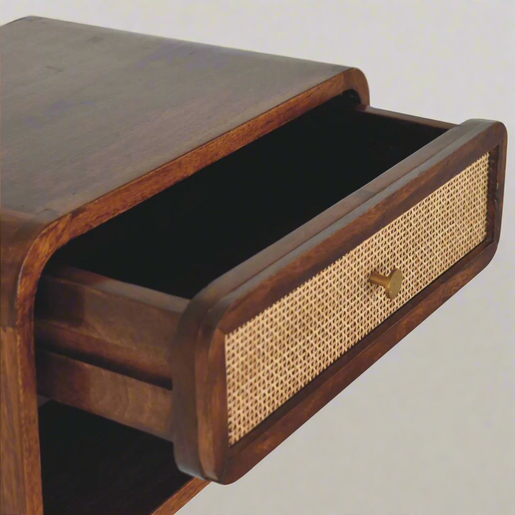 Chestnut Wall Mounted Open Woven Bedside