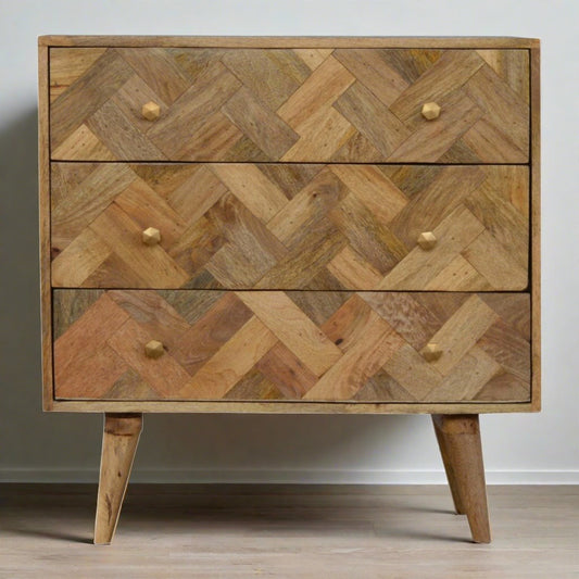 3 Drawer Zig-Zag Patterned Patchwork Chest