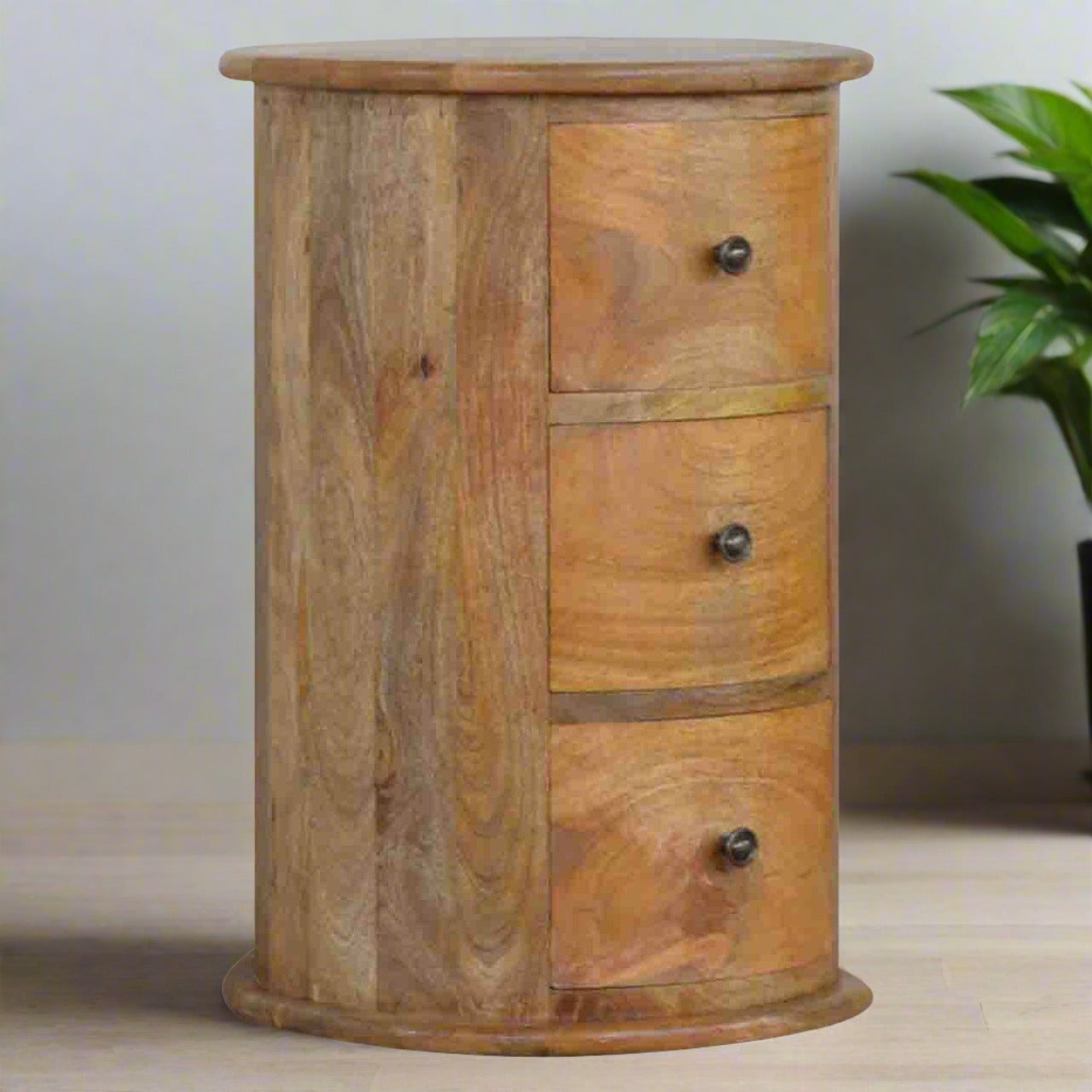 Solid mango wood drum chest