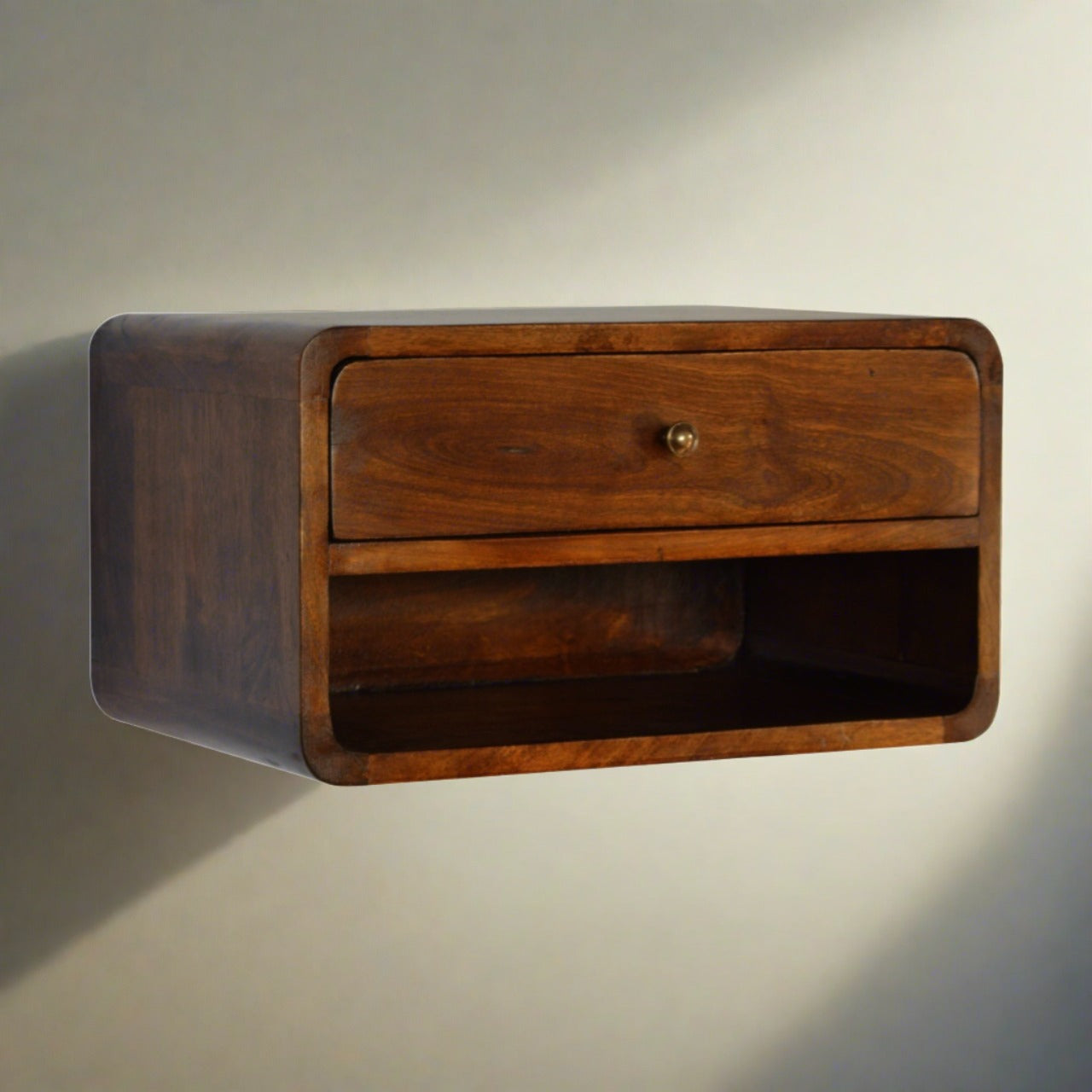 Chestnut Curve Floating Bedside