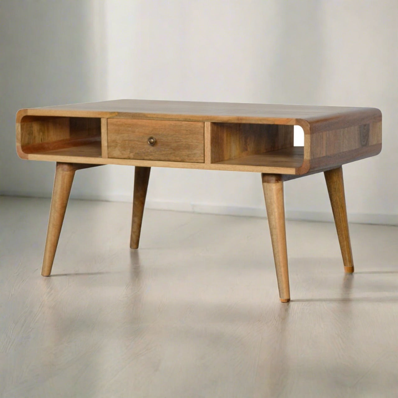 Modern coffee table in oak finish Solid mango wood coffee table