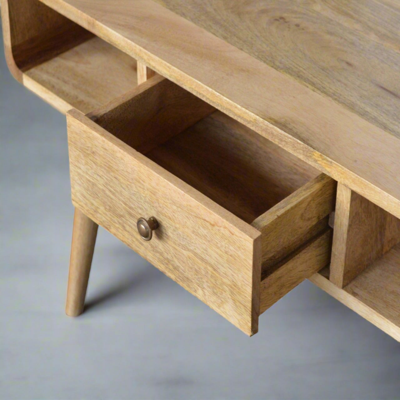 Elegant oak finish coffee table with storage