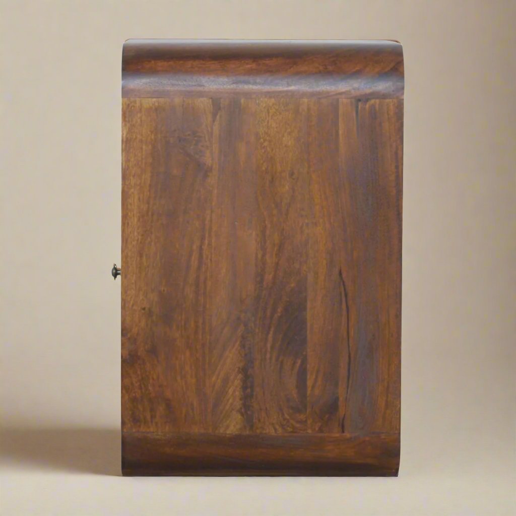 Chestnut Curved Bedside table with 1 Drawer