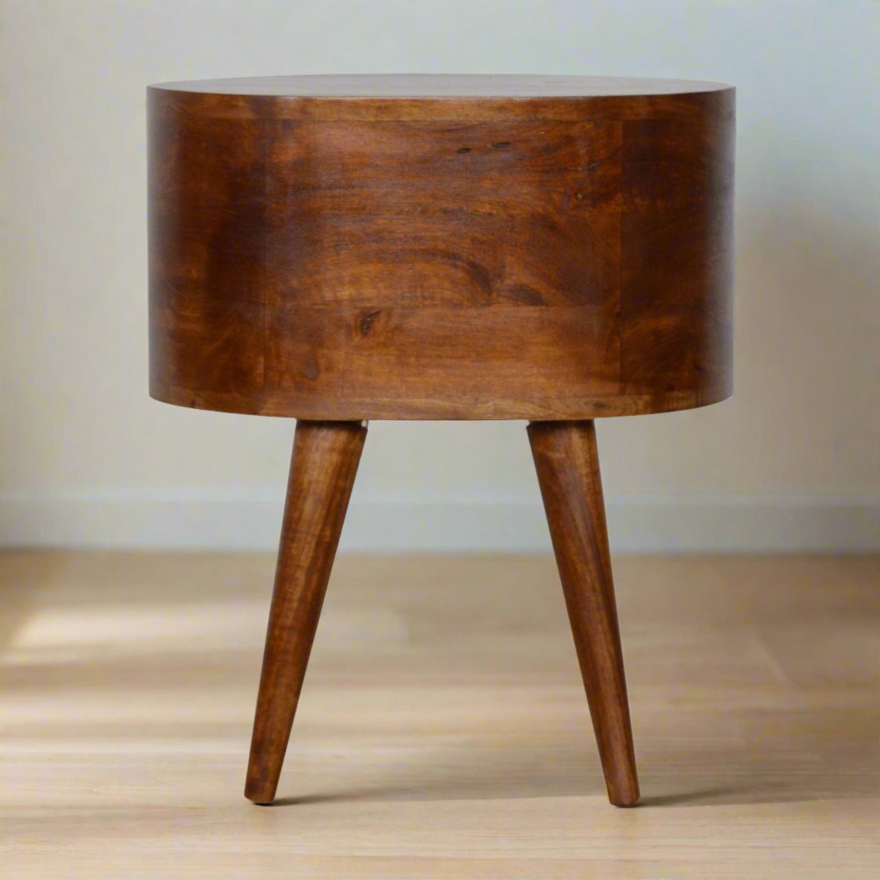 Mini drawer bedside table with shiny knobs