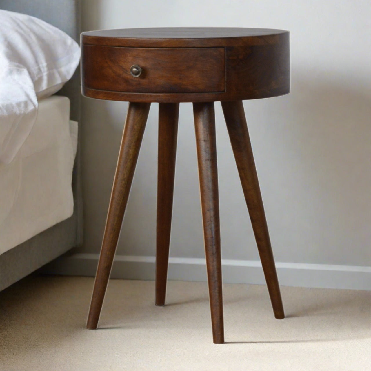 Solid mango wood bedside table