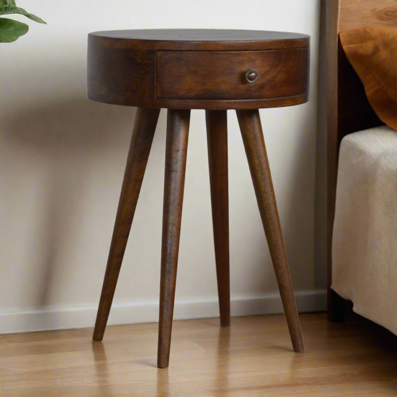 Chestnut finish nightstand - High-quality bedside table with storage -  Stylish nightstand for different interiors