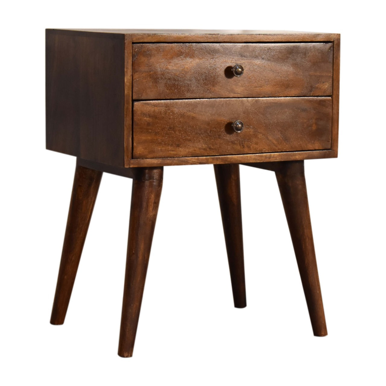 Chestnut Modern Solid Wood Bedside with 2 Drawers