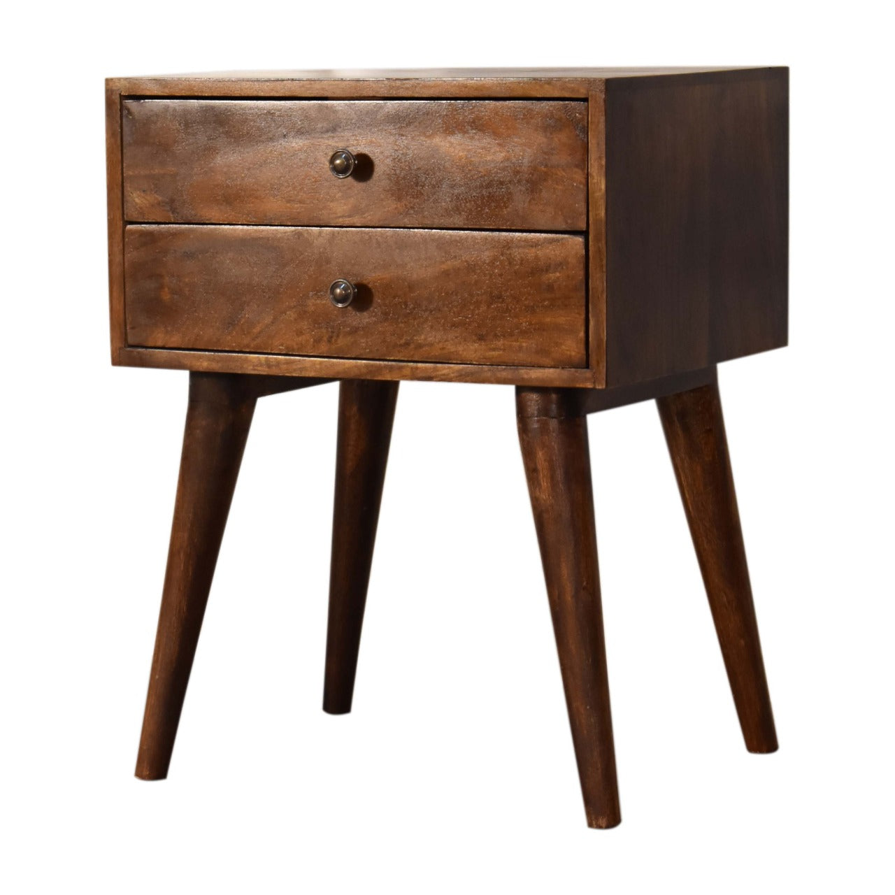 Chestnut Modern Solid Wood Bedside with 2 Drawers