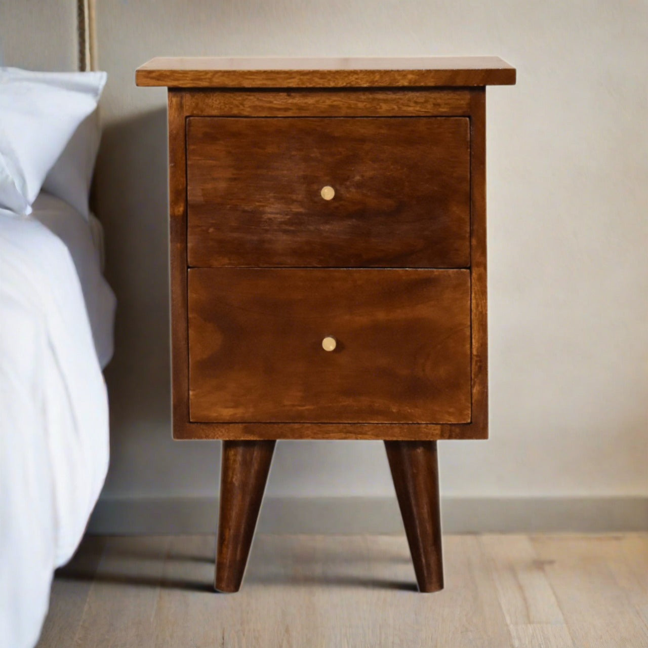 Chestnut Bedside with 2 Drawers