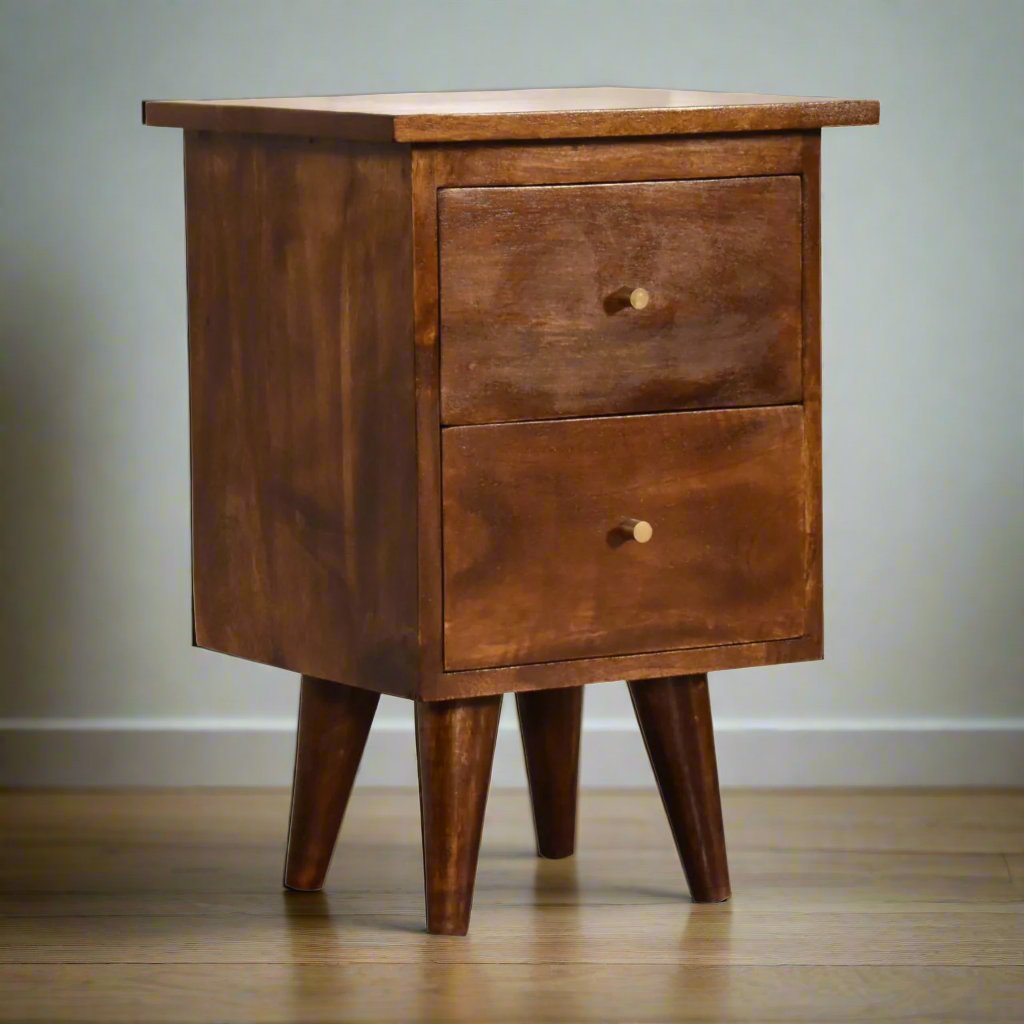 Chestnut Bedside with 2 Drawers