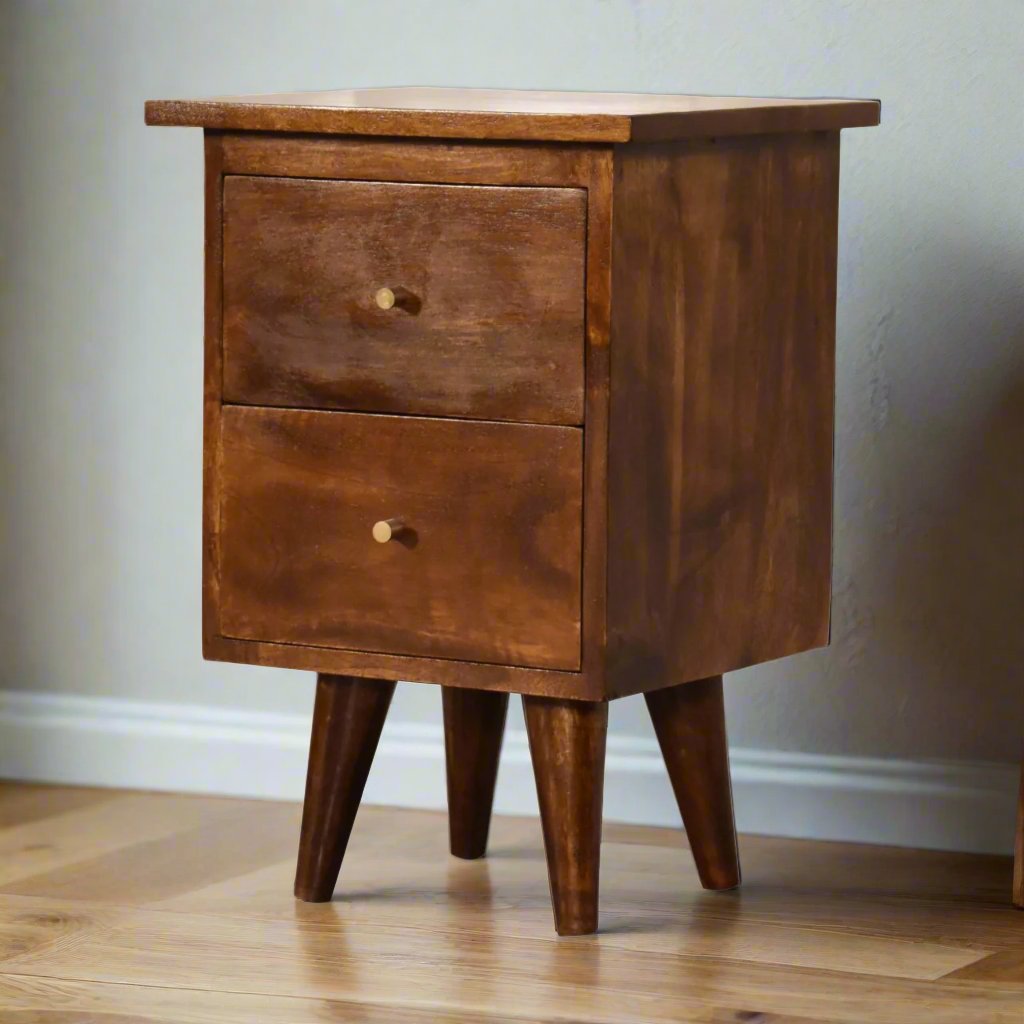 Chestnut Bedside with 2 Drawers