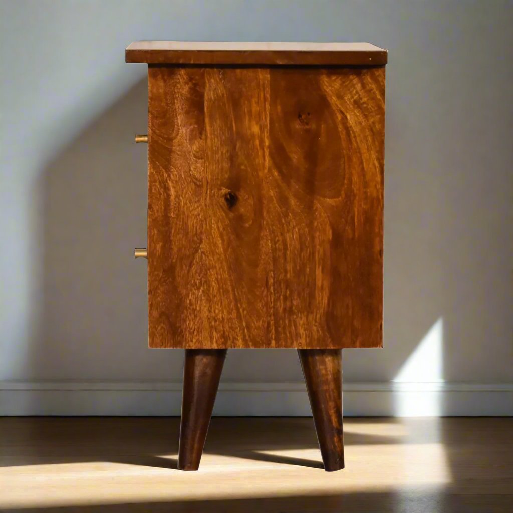 Chestnut Bedside with 2 Drawers