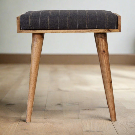 Pewter Tweed Tray Style Footstool