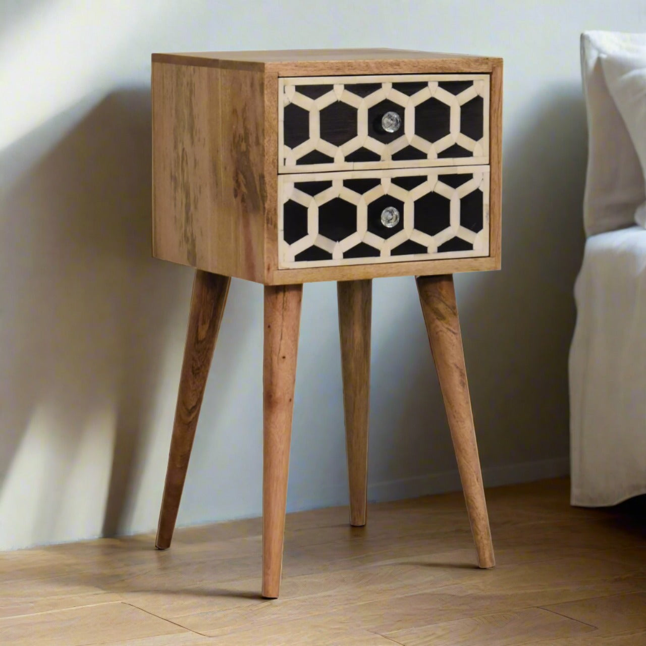 Solid mango wood bedside table