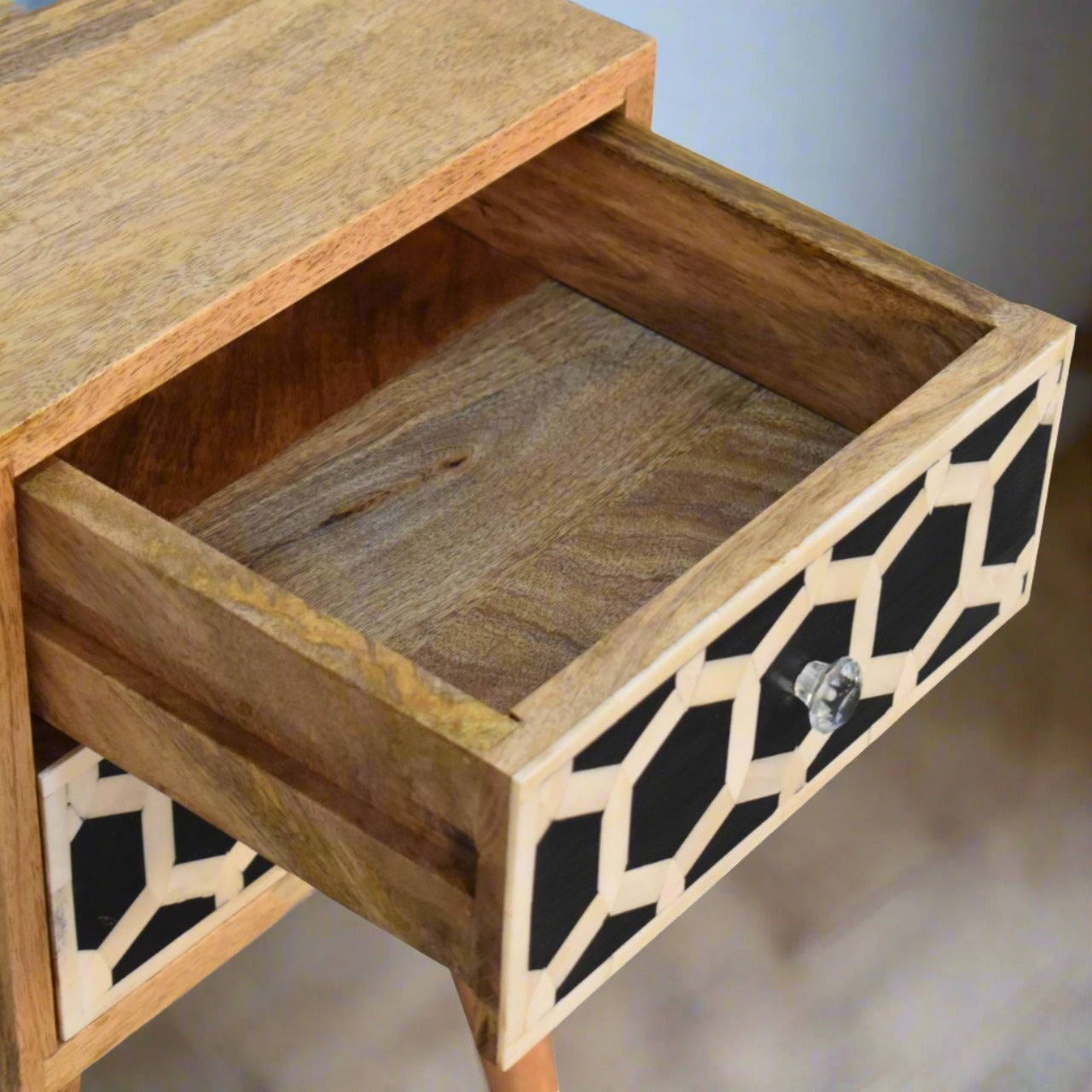 Solid mango wood bedside table