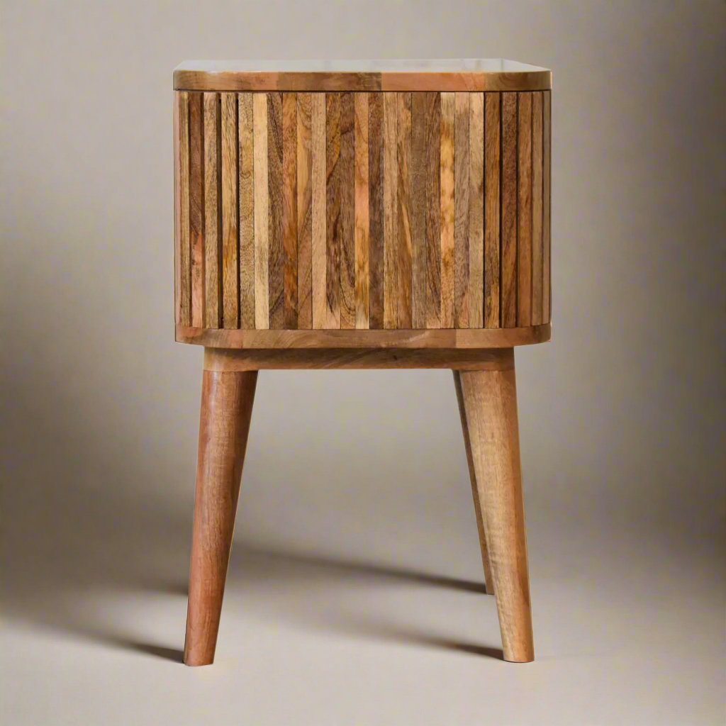 Mokka Bedside Table - Solid Mango Wood with Nordic-Style Legs | Elegant UK Bedroom Furniture