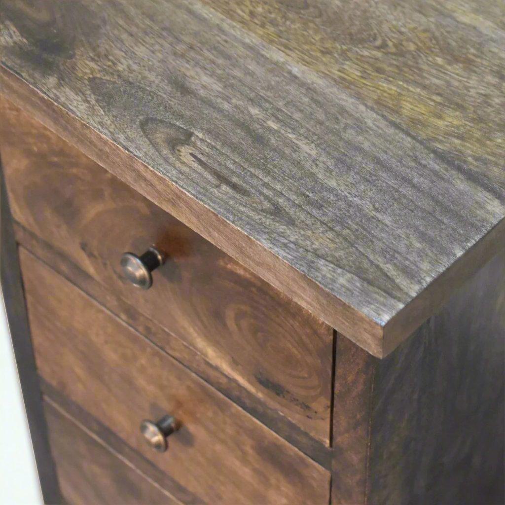 Mini Classic Grey Country Bedside with 3 Drawers