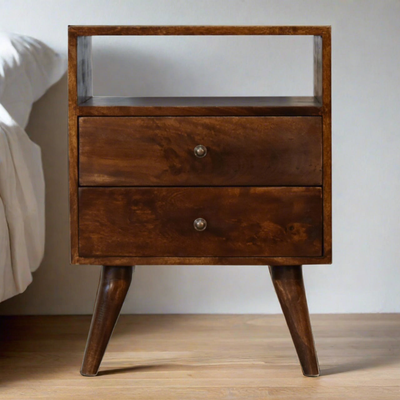 Classic Chestnut Bedside with 2 Drawers