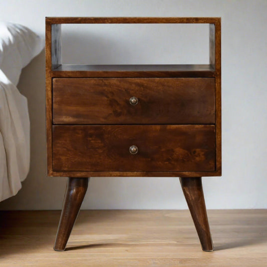 Classic Chestnut Bedside with 2 Drawers