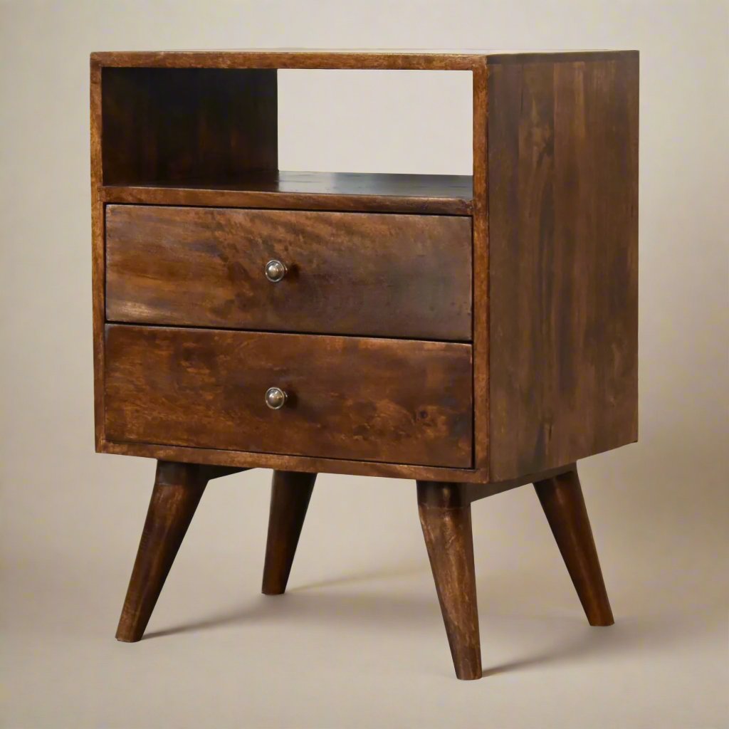 Classic Chestnut Bedside with 2 Drawers