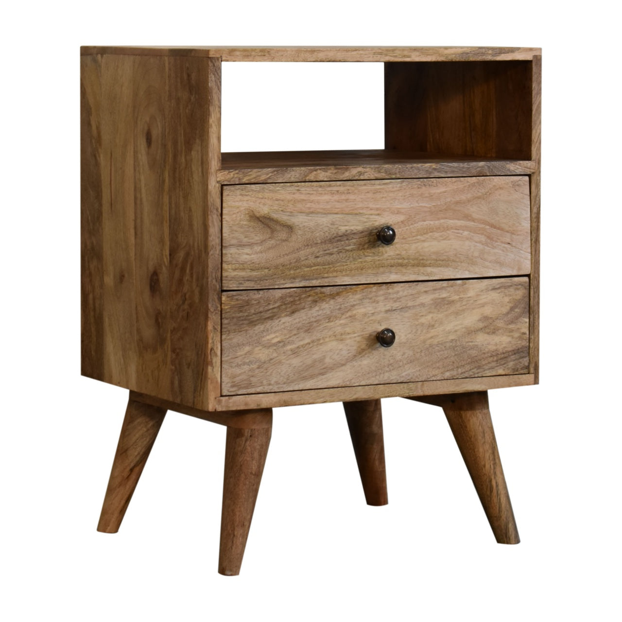 Classic Oak finish Bedside with 2 Drawers