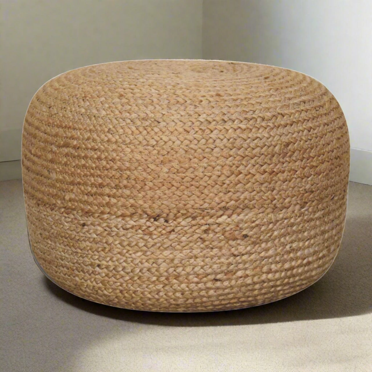 Footstool with jute weave