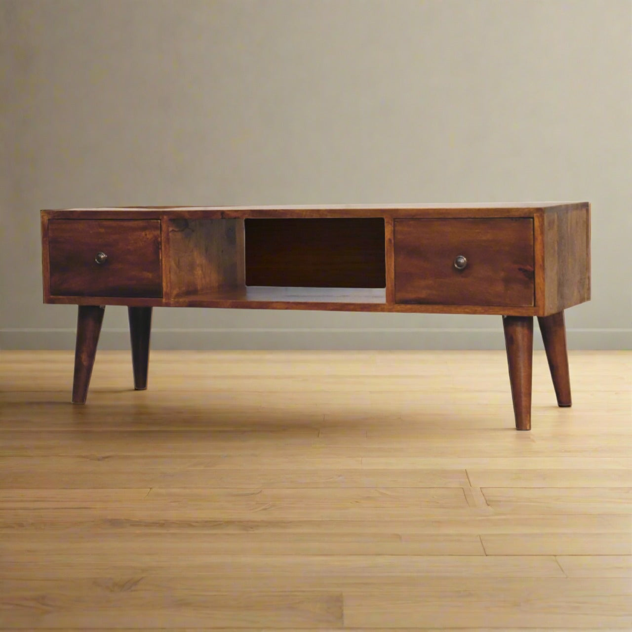 Chestnut finish TV stand