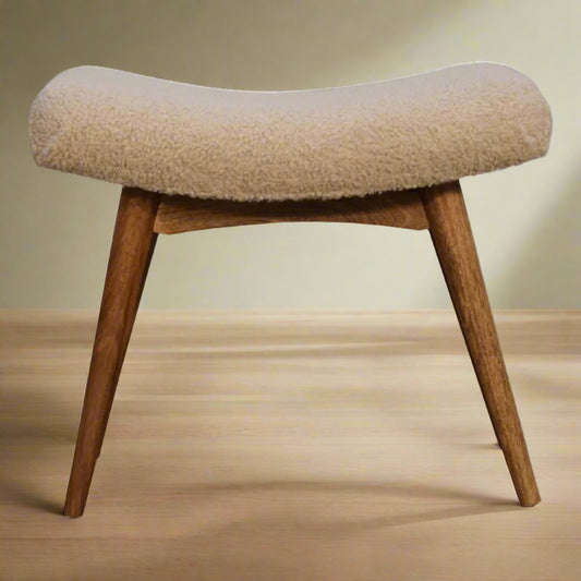 Boucle Cream Curved Bench