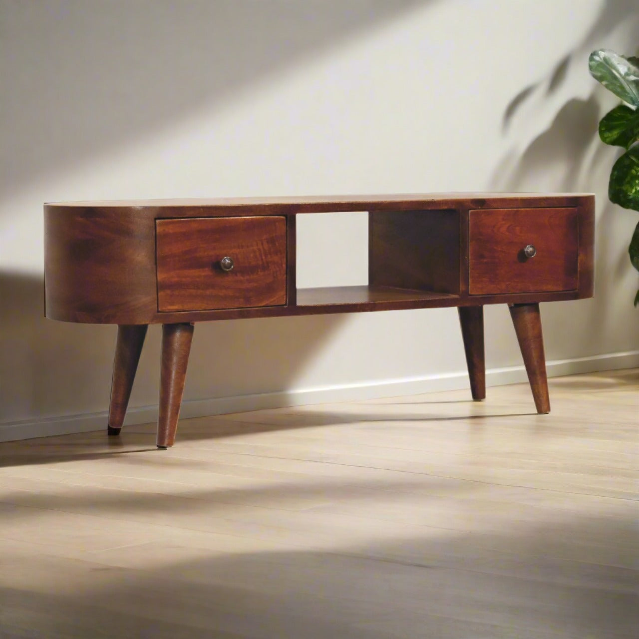 Chestnut finish TV stand