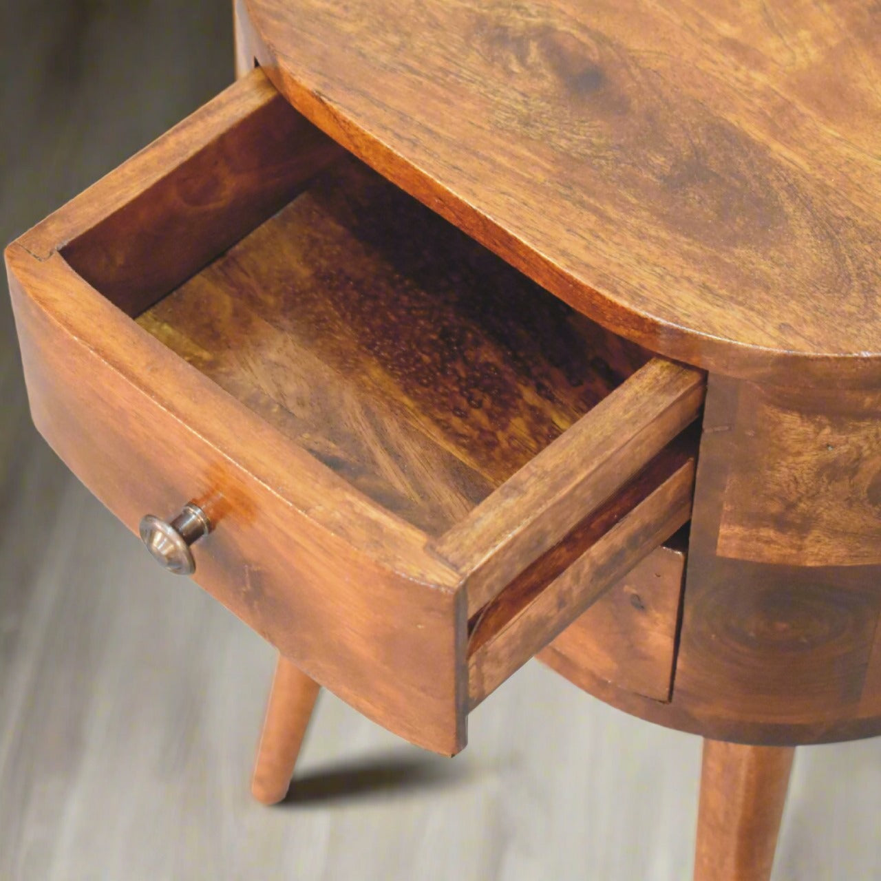 Mini Chestnut Rounded Bedside with 2 Drawers