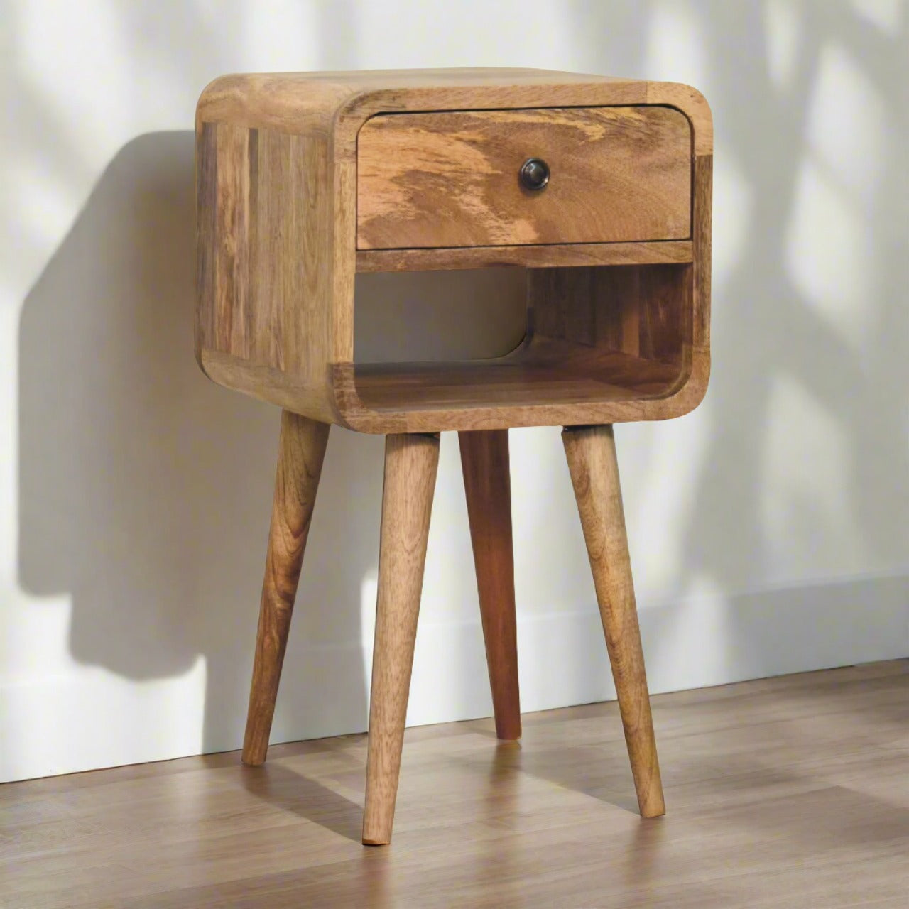 Small curved edge bedside table