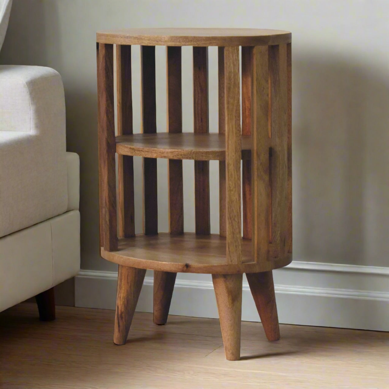 Functional nightstand with shelves