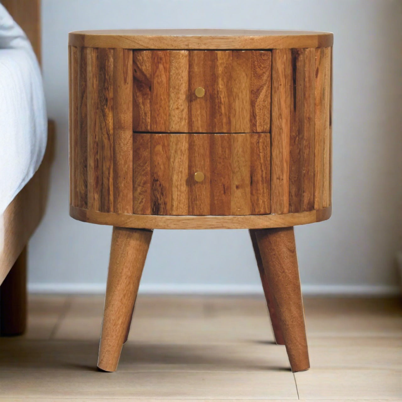 Stripe Rounded Bedside with 2 Drawers