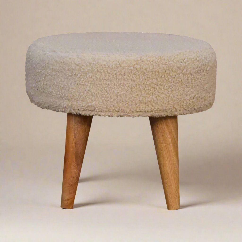 Cream Boucle Petite Footstool