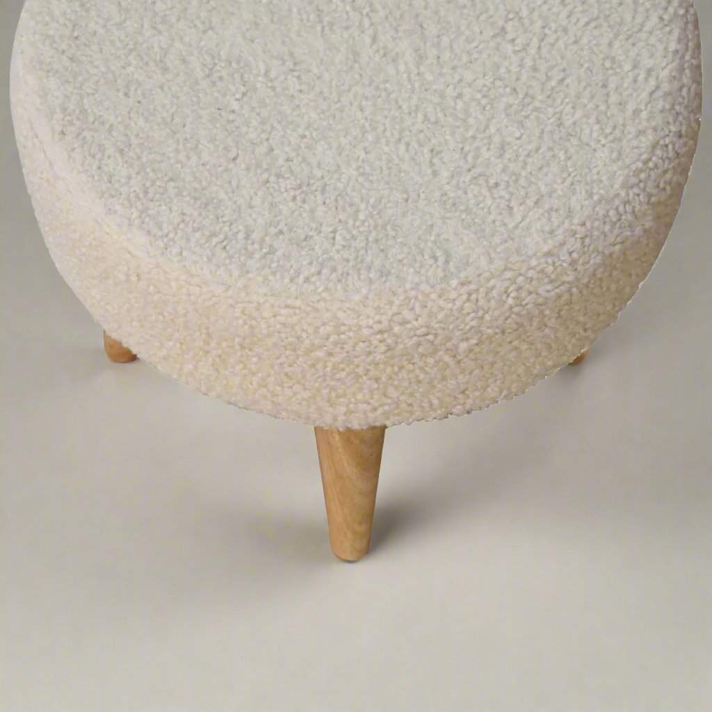 Cream Boucle Petite Footstool