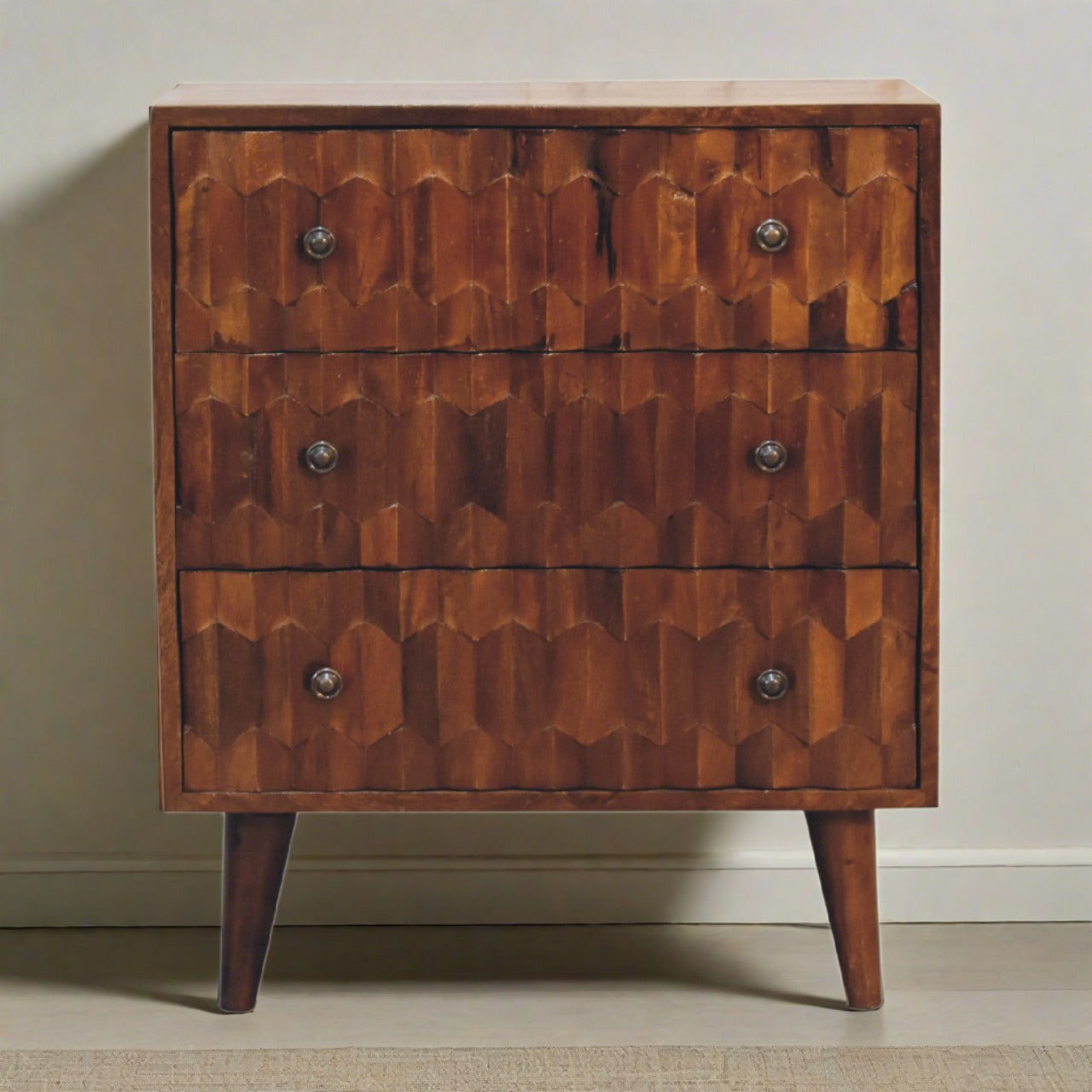 Chestnut Pineapple Carved Chest