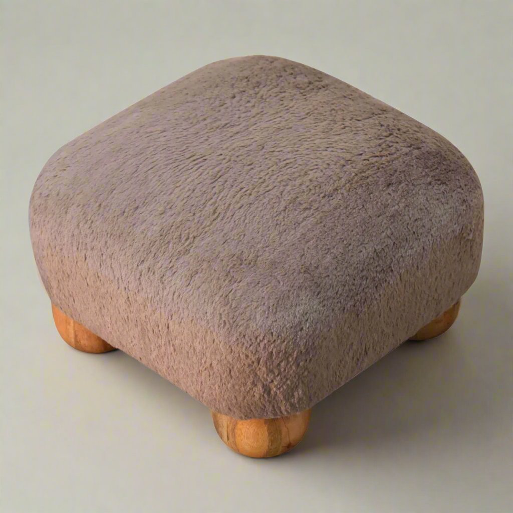 Mocha Faux Fur Nordic Footstool