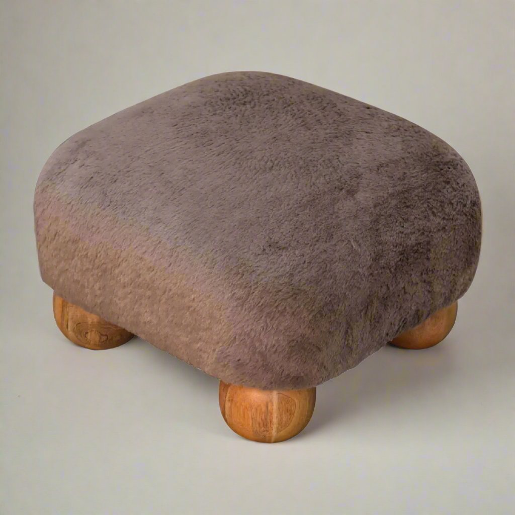 Mocha Faux Fur Nordic Footstool