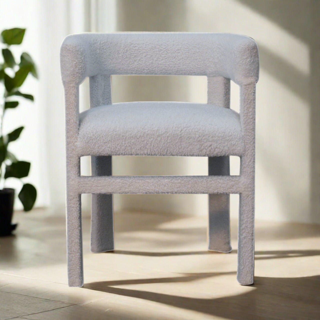 White Boucle Occasional Chair