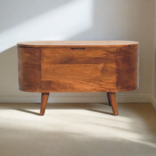 Chestnut Rounded Lid up Blanket Box